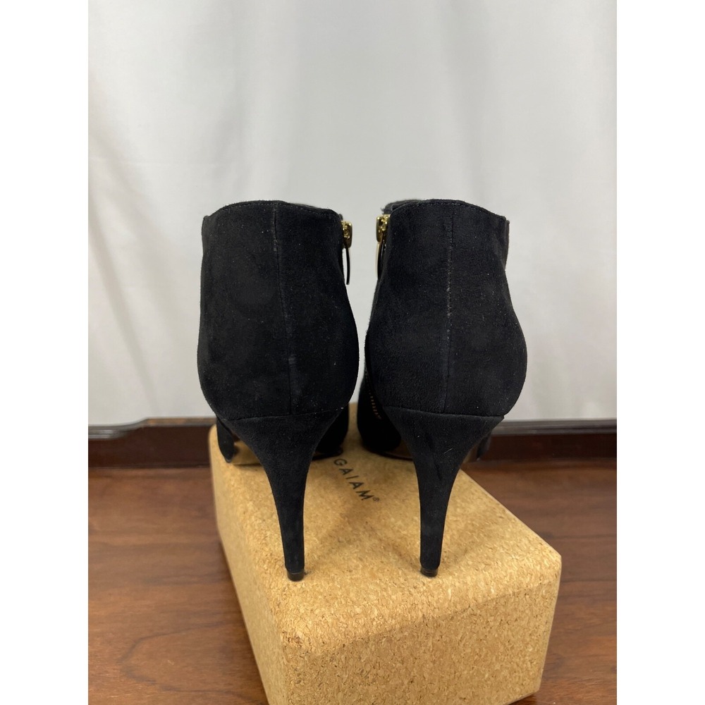 Black Suede Bootie by Audrey Brooke Abbriley Gold Zip Ankle Size 11 Party Casual - Picture 3 of 11